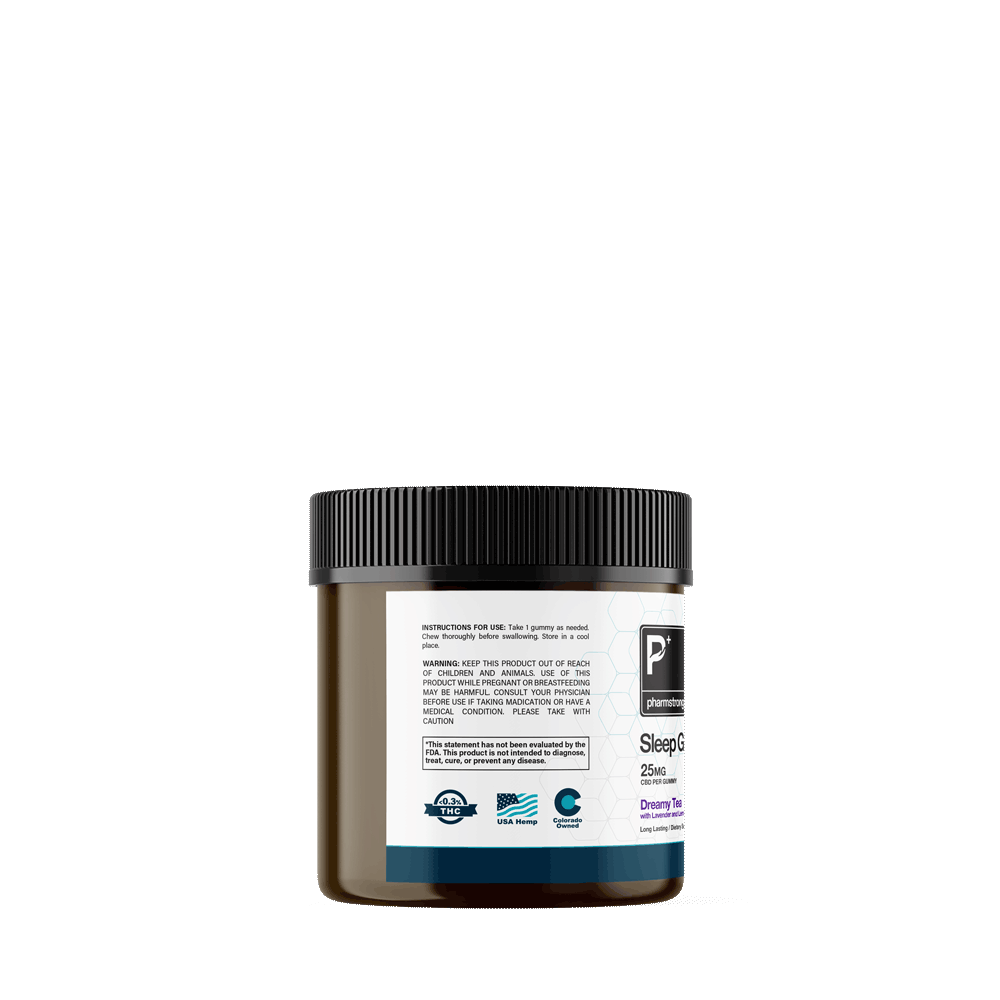 Dreamy Tea Sleep Gummies – CBD 25 mg, CBN 10 mg ea - Full Spectrum