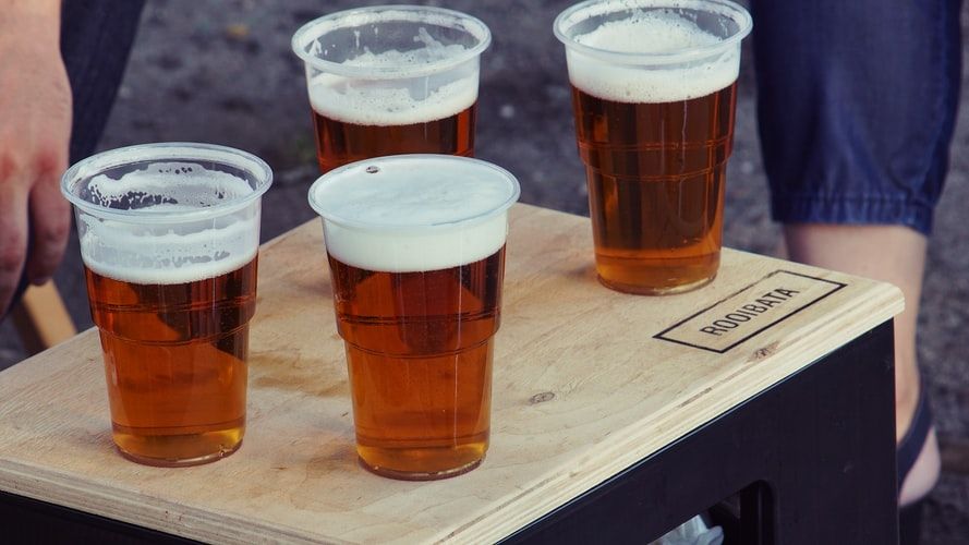 Beer on a serving board